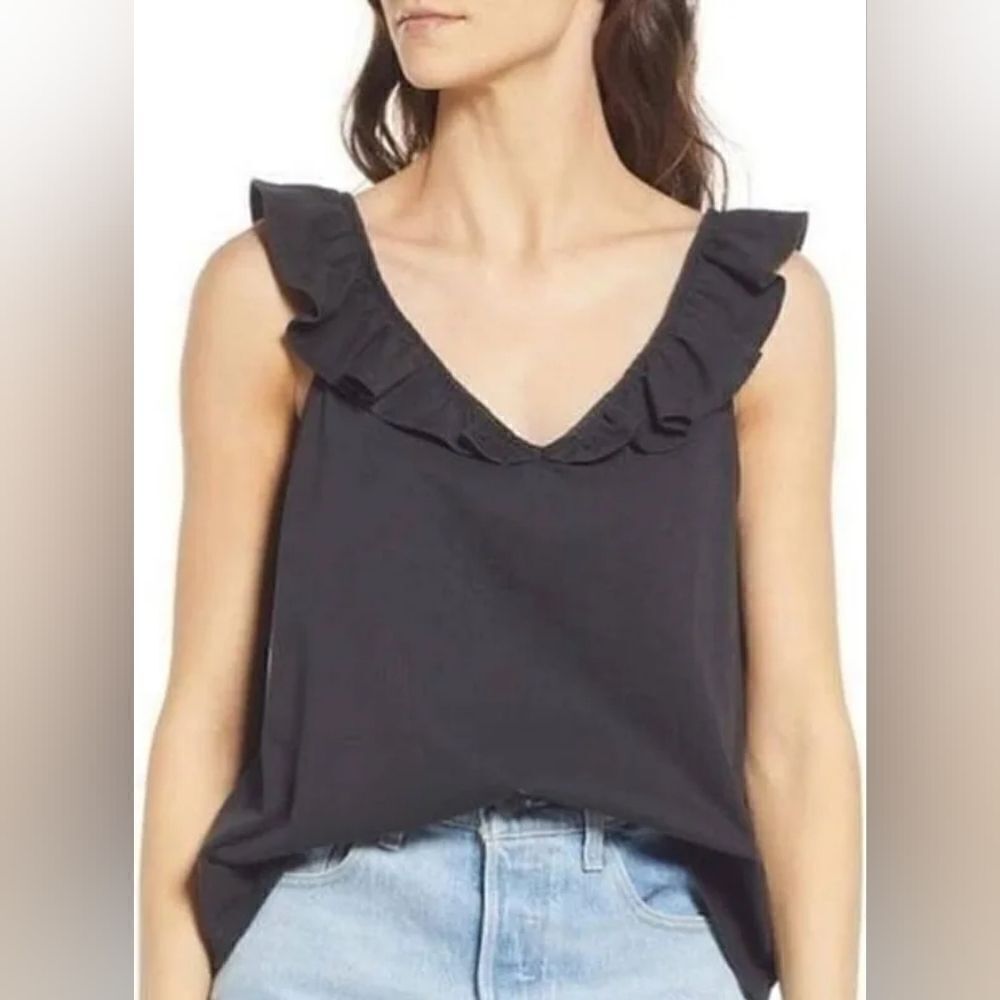 Treasure and Bond Ruffle Trim Sleeveless Top NWOT